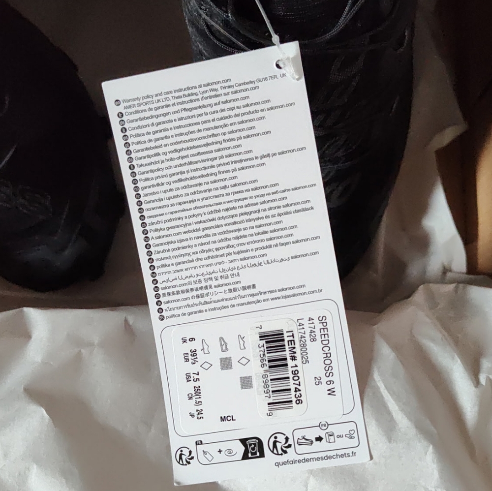 New! Salomon Ladies' Women Girls Speedcross 6 Shoe Black Color QuickLACE NWT NIB - Picture 10 of 12